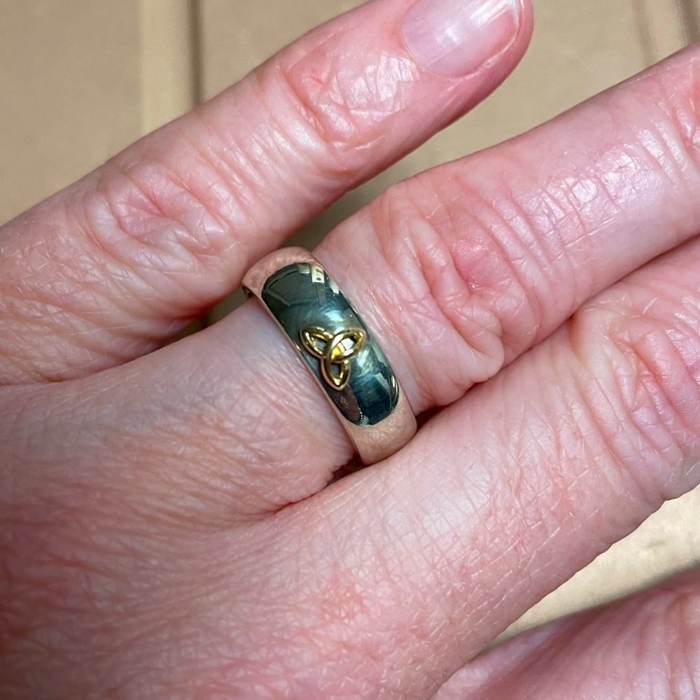 Silver & 14kt Gold Celtic Knot Comfort Band Ring Size 5